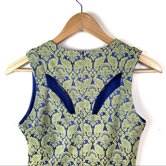 Astr Green & Blue Brocade Mini A Line Dress Sz S - Picture 6 of 8